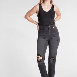 Express High Rise Black Distressed Jeans